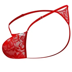 CandyMan Strings-String Ficelle Dentelle Rouge