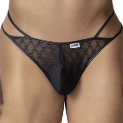 CandyMan Strings-String Ficelle Résille Géométrique Noir