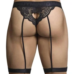 CandyMan Strings-String Jarretière Dentelle Noir