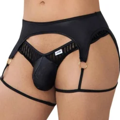 CandyMan Strings-String Jarretière Rayé Noir