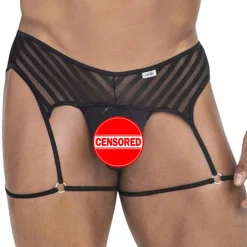 CandyMan Strings-String Jarretière Résille Noir