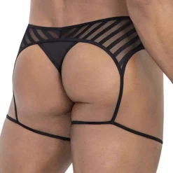 CandyMan Strings-String Jarretière Résille Noir