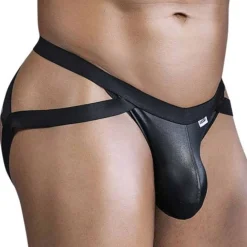 CandyMan Strings-String Jock Crisscross Noir