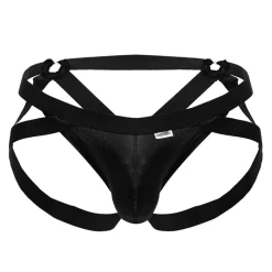 CandyMan Strings-String Jock Crisscross Noir