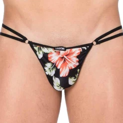 Lookme Strings-String New Look Double Ficelle Floral Noir