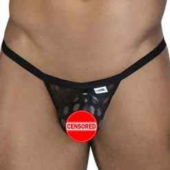 CandyMan Strings-String Polka Mesh Noir