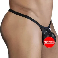 CandyMan Strings-String Polka Mesh Noir