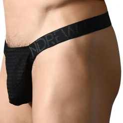 Andrew Christian Strings|Poche Ergonomique-String Ring Almost Naked Martel Mesh Noir