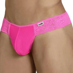 CandyMan Strings-String Résille Dentelle Florale Rose