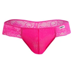 CandyMan Strings-String Résille Dentelle Florale Rose