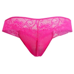 CandyMan Strings-String Résille Dentelle Florale Rose
