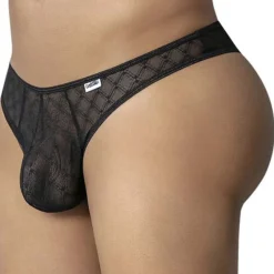 CandyMan Strings-String Résille Géométrique Noir