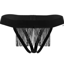 CandyMan Strings-String V à Franges Noir