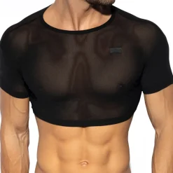 ES Collection Tenues Sexy|T-Shirts-Top Crop Net Noir