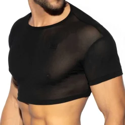ES Collection Tenues Sexy|T-Shirts-Top Crop Net Noir