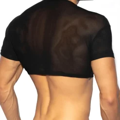 ES Collection Tenues Sexy|T-Shirts-Top Crop Net Noir