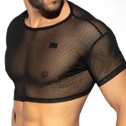 ES Collection Tenues Sexy|T-Shirts-Top Crop Plumetti Noir