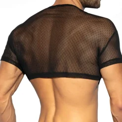 ES Collection Tenues Sexy|T-Shirts-Top Crop Plumetti Noir