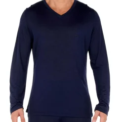 HOM Hauts|T-Shirts-T-Shirt Cocooning Modal Bleu Marine
