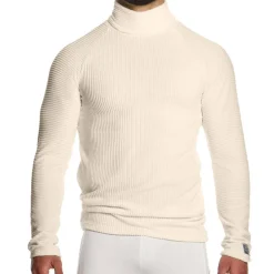 Modus Vivendi T-Shirts-T-Shirt Col Roulé Corduroy Blanc Cassé