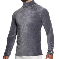 Modus Vivendi T-Shirts-T-Shirt Col Roulé Corduroy Gris