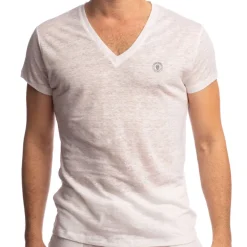 L'Homme invisible Hauts|T-Shirts-T-Shirt Col V Nieuport Blanc
