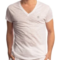 L'Homme invisible Hauts|T-Shirts-T-Shirt Col V Nieuport Blanc