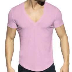 ES Collection T-Shirts-T-Shirt Col V Plongeant Rose