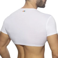 Addicted T-Shirts-T-Shirt Crop AD Rainbow Blanc
