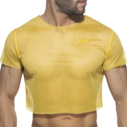 Addicted Tenues Sexy|T-Shirts-T-Shirt Crop Mesh Jaune
