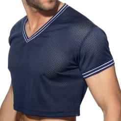 Addicted T-Shirts-T-Shirt Crop Slam Mesh Bleu Marine