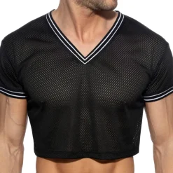 Addicted T-Shirts-T-Shirt Crop Slam Mesh Noir