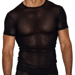 Bike Tenues Sexy|T-Shirts-T-Shirt en Mesh Noir