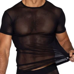 Bike Tenues Sexy|T-Shirts-T-Shirt en Mesh Noir