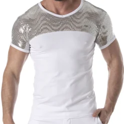 TOF Paris Tenues Sexy|T-Shirts-T-Shirt Glitter Blanc - Argent