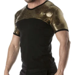 TOF Paris Tenues Sexy|T-Shirts-T-Shirt Glitter Noir - Or