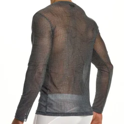 Modus Vivendi T-Shirts-T-Shirt Manches Longues Abstract Résille Gris Anthracite