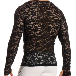 Modus Vivendi T-Shirts-T-Shirt Manches Longues Dentelle Florale Noir