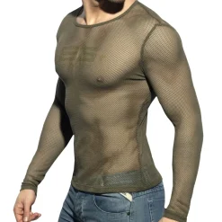 ES Collection Tenues Sexy|T-Shirts-T-Shirt Manches Longues Mesh Kaki
