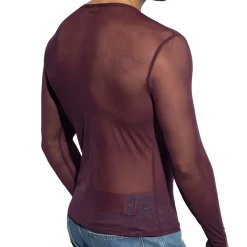 ES Collection Tenues Sexy|T-Shirts-T-Shirt Net Manches Longues Aubergine