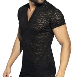 ES Collection Chemises / Polos-T-Shirt Polo Col V Spider Noir