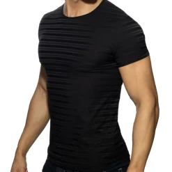 Addicted Tenues Sexy|T-Shirts-T-Shirt Rayé Noir