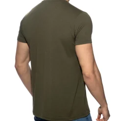 Addicted T-Shirts-T-Shirt V-Neck Basic Kaki